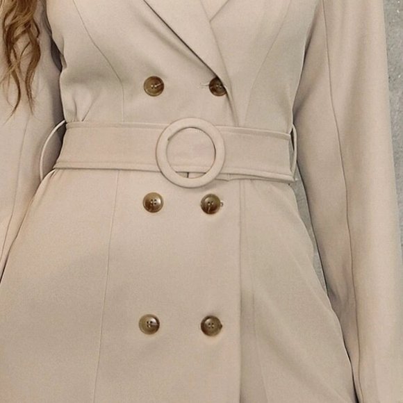 khaki double breasted belted dress chic classy sophisticated - Picture 6 of 6